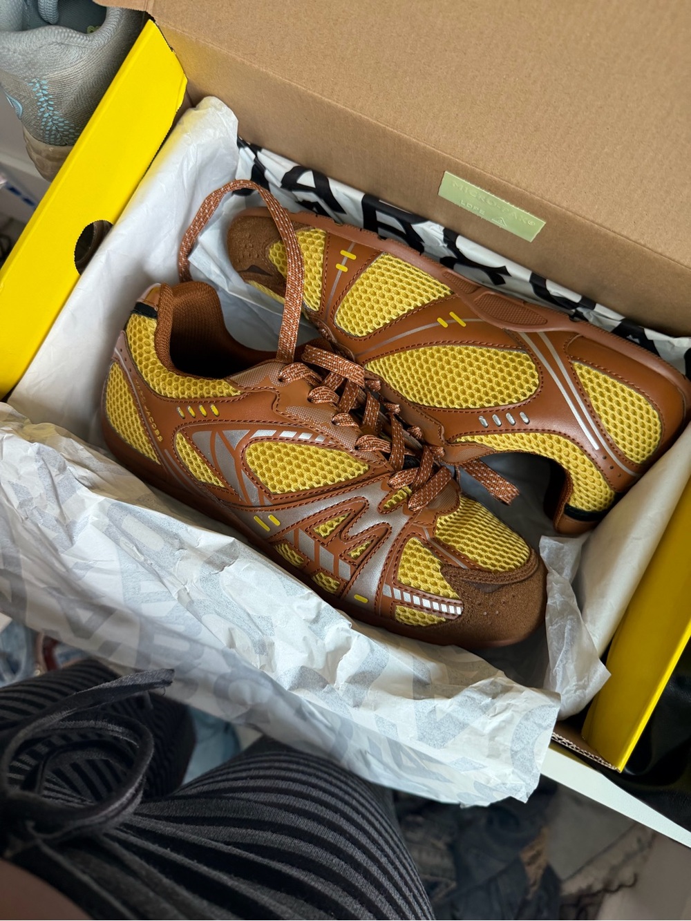 Marc Jacobs Yellow and Brown Athletic Mesh Sneakers